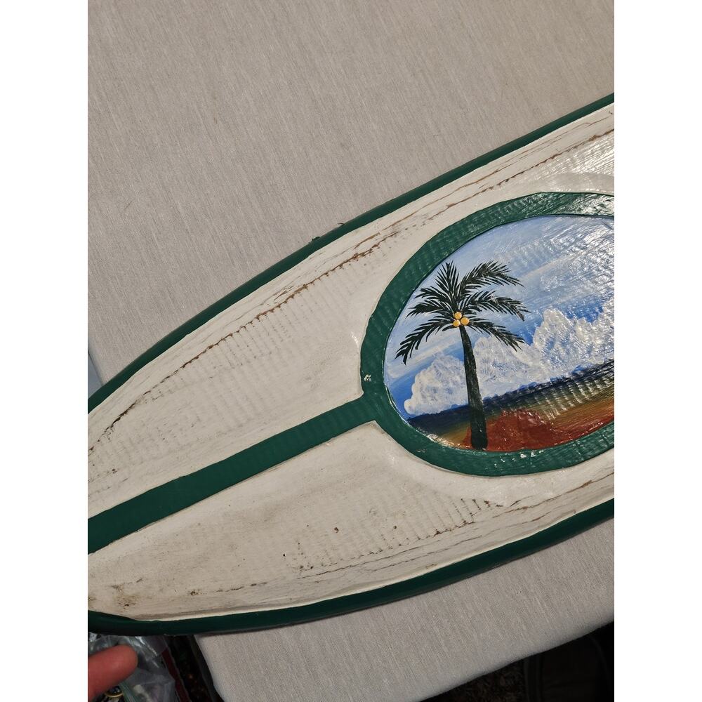 Lanikai Beach Wooden surf sign 40" w/ Beach Painting - Real Hand Carved Wood - Picture 2 of 14